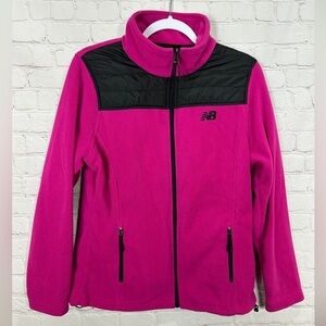 New Balance Fleece full zip jacket pink black,‎ sz L, GUC